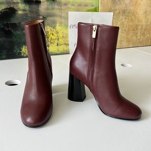 Joie burgundy color genuine leather 6.5M Block heel ankle hi boots